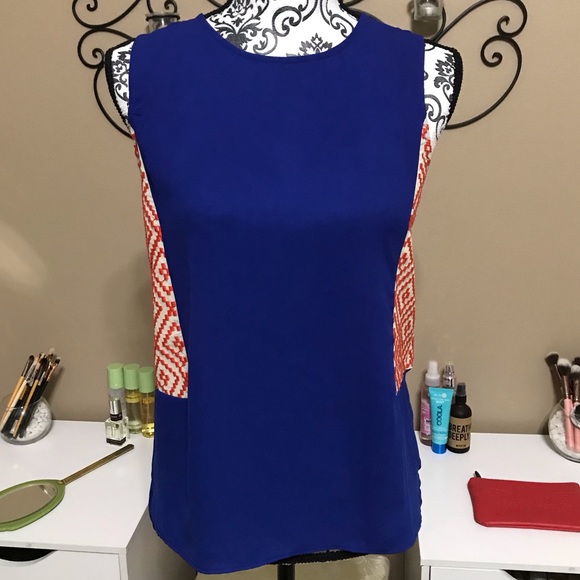 THML Tops - THML Blue Tank with Side Panel Details XS